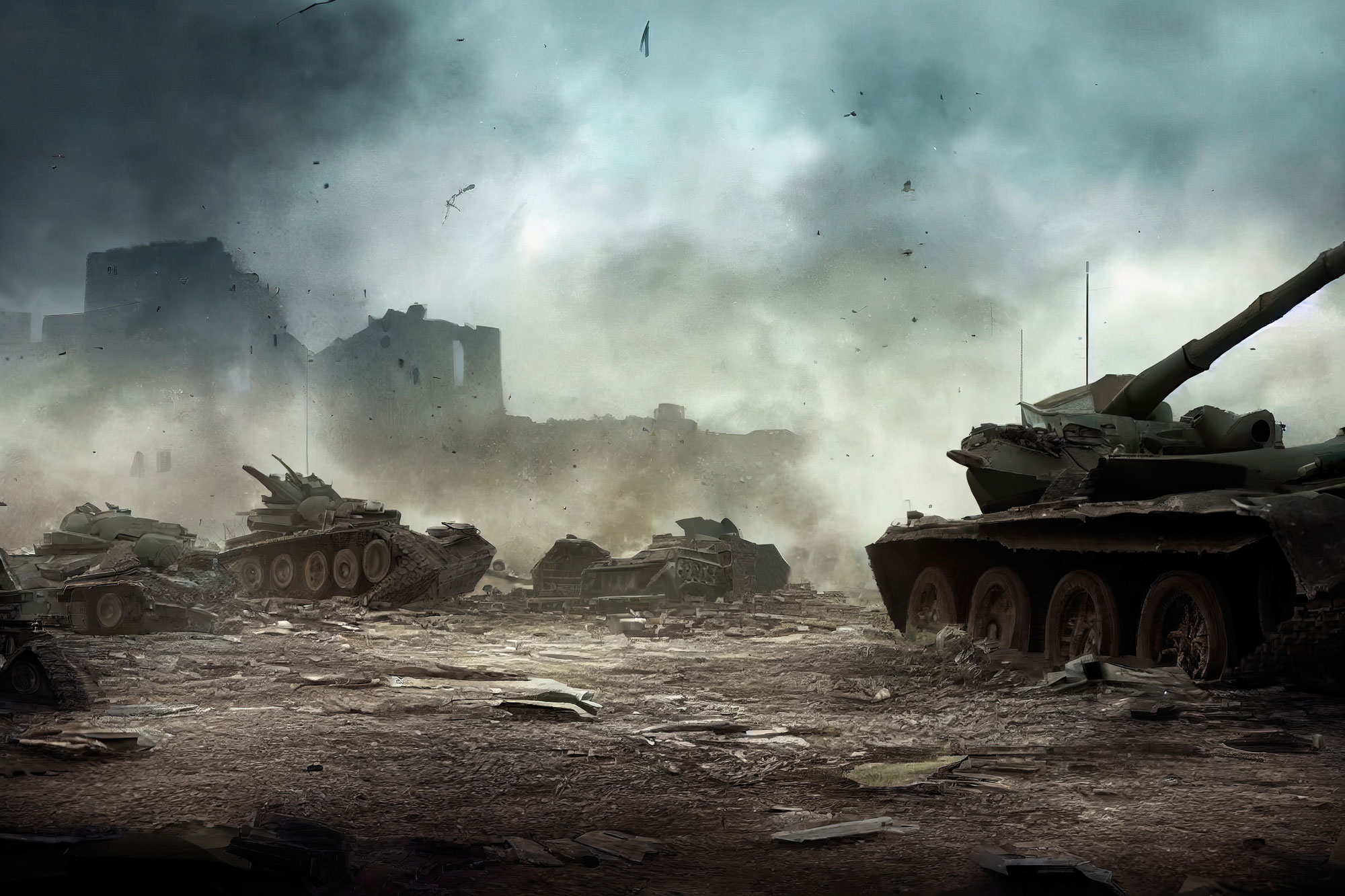 pent-consulting-battlefield-with-broken-tanks-from-world-war-ii-destroyed-equipment-dust-piles-debris